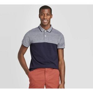 NWT - GOODFELLOW & CO - S - Blue Colorblock Short Sleeve Polo Shirt